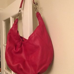 Red leather hobo shoulder bag